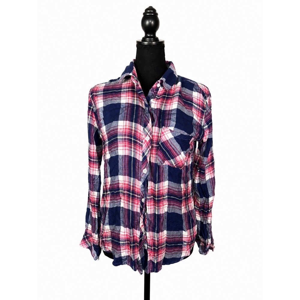 Rails Shirt S Hunter Azure Pink Yellow Blue Plaid Button Long Sleeve